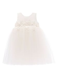 Tulleen robe en tulle à fleurs appliquées - Blanc