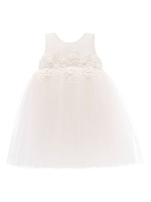 Tulleen robe en tulle à fleurs appliquées - Blanc