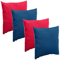 Bank/sier/tuin kussens voor binnen/buiten set 4x stuks rood/blauw 40 x 40 cm - thumbnail