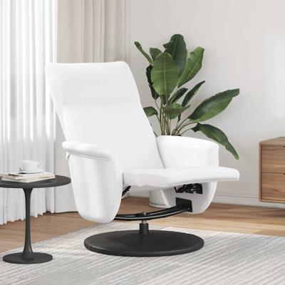 Fauteuil verstelbaar met voetensteun kunstleer wit