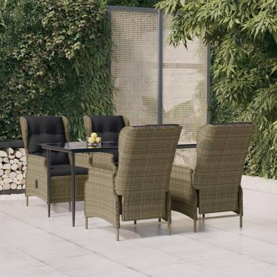 5-delige Tuinset poly rattan bruin