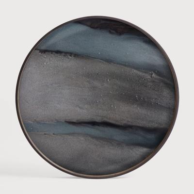 Ethnicraft Rond Dienblad 'Linear Flow' 61cm, kleur Graphite