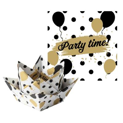 Paperdesign Verjaardag servetten - 20x - wit/goud/zwart - 33 x 33 cm - 3-laags