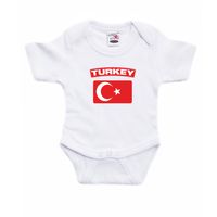 Turkey / Turkije landen rompertje met vlag wit voor babys 92 (18-24 maanden)  - - thumbnail
