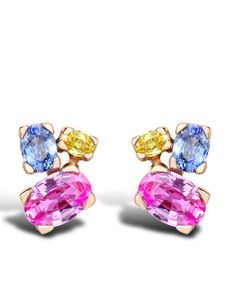 Pragnell puces d'oreilles Rainbow en or rose 18ct à ornements