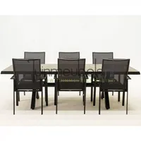Tuinset Delia hoge rug met Castilla negro kruispoot 240cm tafel