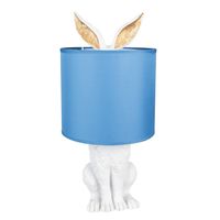 HAES DECO - Tafellamp - City Jungle - Konijn in de Lamp, Ø 20x43 cm - Wit/Blauw - Bureaulamp, Sfeerlamp, Nachtlampje