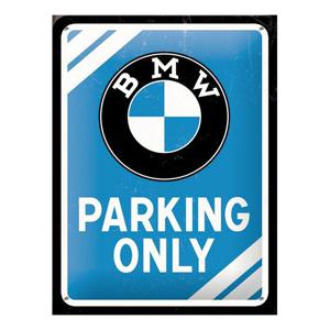 BMW wand deco ophangbordje - Parking Only - metaal - 15 x 20 cm - Old school metall signs