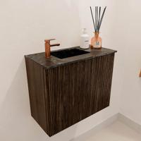Toiletmeubel Mondiaz Joya Dlux | 50 cm | Meubelkleur Walnut | Faye wastafel Lava Wasbak Links | 1 kraangat