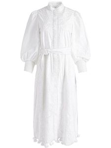 alice + olivia robe courte en coton à fleurs brodées - Blanc