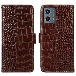 Motorola Moto G (2023) Crocodile Series Wallet Leren Hoesje met RFID - Bruin