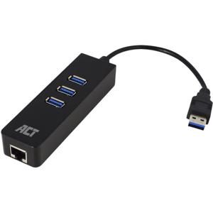 ACT Connectivity Connectivity USB Hub 3.2 3x USB-A ethernet, zwart