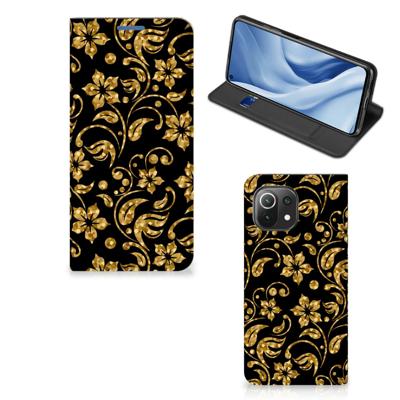 Xiaomi 11 Lite NE 5G | Mi 11 Lite Smart Cover Gouden Bloemen Xiaomi 11 Lite NE 5G | Mi 11 Lite Smart Cover Gouden Bloemen