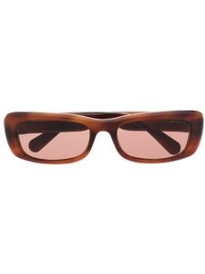 Moncler Eyewear lunettes de soleil rectangulaires à plaque logo - Marron