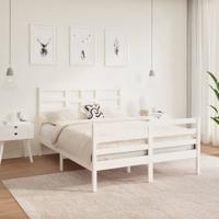 Bedframe massief hout wit 140x190 cm