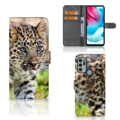 Motorola Moto G60s | Telefoonhoesje | Met pasjeshouder | Baby Luipaard