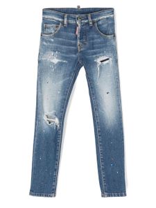 DSQUARED2 KIDS jean skinny à effet usé - Bleu