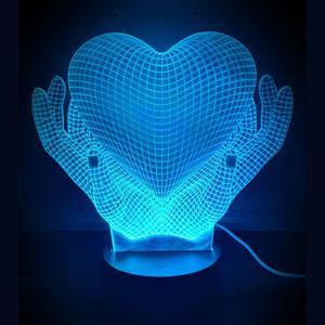 3D LED LAMP - LOVE HANDS MET HART