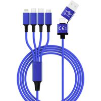 Smrter USB-laadkabel USB-A stekker, USB-C stekker, USB-C stekker, Apple Lightning stekker, USB-micro-B stekker 1.20 m Navy-blauw SMRTER_ELITE_C_NB - thumbnail