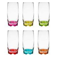 Glasmark longdrink/waterglazen - 12x stuks - glas - gekleurde basis - 350 ml