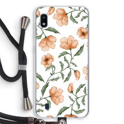 Peachy flowers: Samsung Galaxy A10 Transparant Hoesje met koord