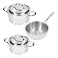 Demeyere Pannenset Atlantis 7 - RVS - Kookpan ø 18, 20 cm & Sauspan ø 20 cm + Deksels - 3 Delig