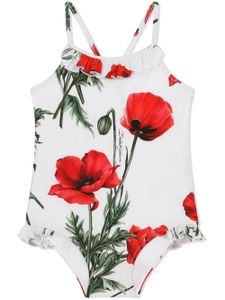 Dolce & Gabbana Kids maillot de bain à fleurs - Blanc