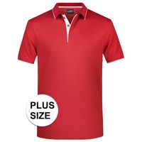 Grote maten polo shirt Golf Pro premium rood/wit voor heren  3XL  - - thumbnail