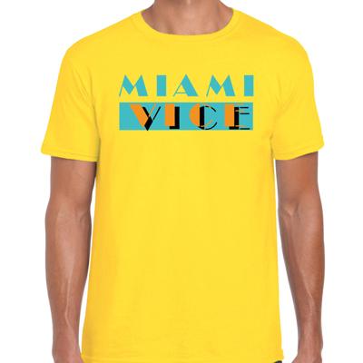 Toppers verkleed T-shirt heren - Miami Vice - geel - Tropische feestkleding