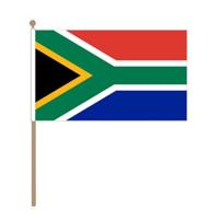 Zuid Afrika handvlaggetje/zwaaivlaggetje - 15 x 22 cm - met houten stokje - Landen - supporters