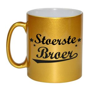 Stoerste broer cadeau gouden mok / beker met sterren 330 ml