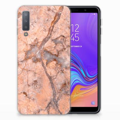 Samsung Galaxy A7 (2018) | TPU | Siliconen hoesje | Marmer Oranje