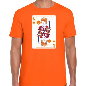 Koningsdag T-shirt voor heren - kaarten koning - oranje - feestkleding