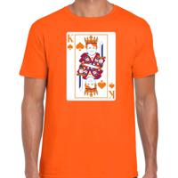 Koningsdag T-shirt voor heren - kaarten koning - oranje - feestkleding - thumbnail