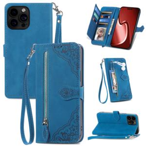 Samsung Galaxy S24 hoesje - Bookcase - Koord - Pasjeshouder - Portemonnee - Bloemenpatroon - Kunstleer - Blauw