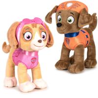 Paw Patrol figuren speelgoed knuffels set van 2x karakters Zuma en Skye 19 cm - thumbnail