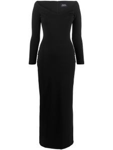 Solace London robe Tara en crêpe à coupe longue - Noir