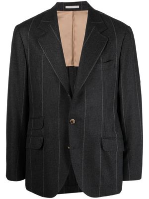 Brunello Cucinelli blazer boutonné à fines rayures - Gris