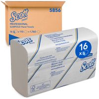 Handdoek Scott Slimfold m-vouw 1-laags 19x29,5cm wit 16x110stuks 5856 - thumbnail