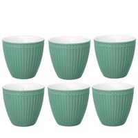 Set van 6x Stuks Beker (latte cup) GreenGate Alice dusty green 300 ml - Ø 10 cm - thumbnail