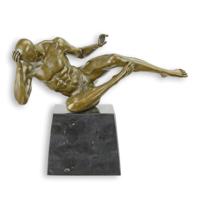 AN EROTIC BRONZE SCULPTURE OF A MALE NUDE - thumbnail