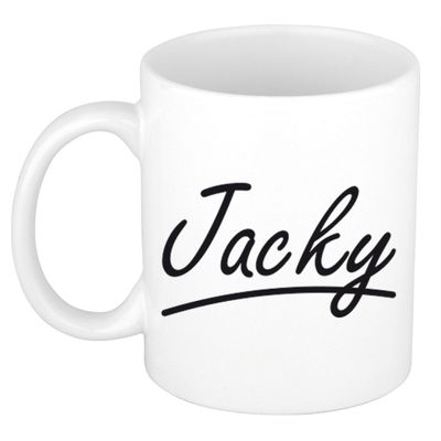 Naam cadeau mok / beker Jacky met sierlijke letters 300 ml