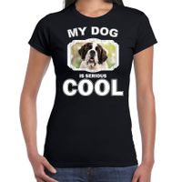 Honden liefhebber shirt Sint bernard my dog is serious cool zwart voor dames - thumbnail