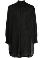 Yohji Yamamoto chemise longue à col pointu - Noir - thumbnail