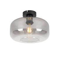 QAZQA Art deco plafondlamp zwart met smoke glas - Bizle - thumbnail