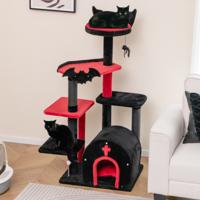 134 cm Krabpaal met Krabpilaren & Kattenhol & Platforms Kattenboom Klimboom