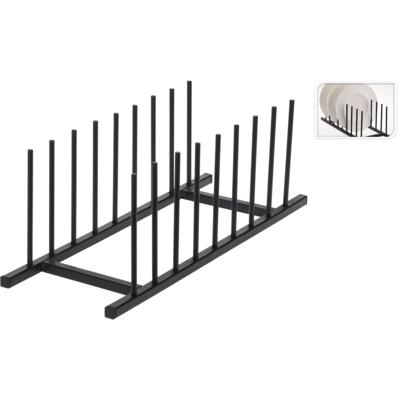 Overige Merken Metalen bordenhouder 34.5x12.5 cm zwart
