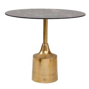 PTMD Lavina Ronde Bijzettafel - H45xØ41 cm - Glas - Goud|Zwart