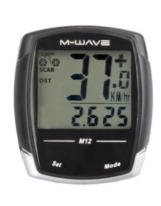 M-Wave M12 Bekabelde fietscomputer Zwart