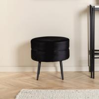 Nohr Poef 'Akela' Velvet, kleur Zwart